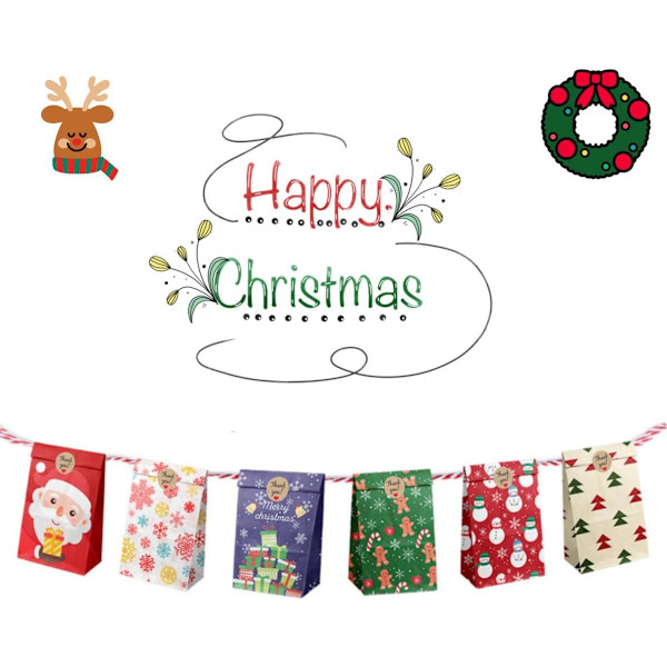 Julklappspapper Set - 6 Mönster (12 Ark) - Festligt Presentpapper för Gåvor