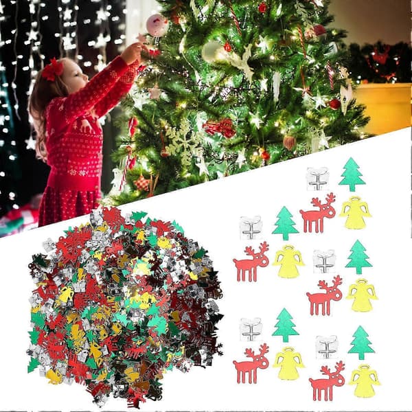 100g PVC Konfetti Juletre Hjorter Engel Gaveform Paljetter Sequin Dekorasjon til Jul
