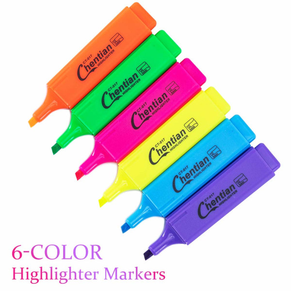 Överstrykningspennor, 12-pack levande färger Set för vuxna och studenter understryker skolkontorstillbehör