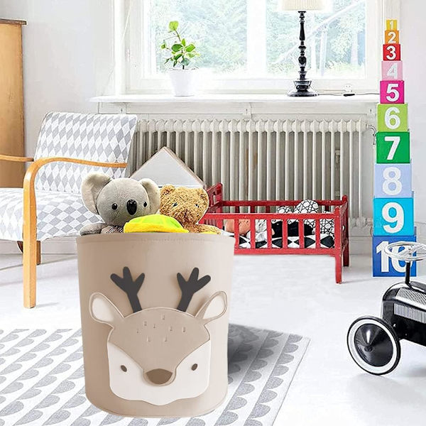 Rund förvaringskorg i filt för leksaker