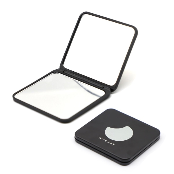 Kannettava kokoontaittuva peili, pieni matkapeili tasku kompakti meikkipeili meikkihiusten muotoiluun ja parranajoon 7 x 6,5 cm musta (Kuu)
