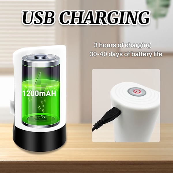 Vedenjakelu 5 gallonan pullolle, kannettava sähköinen vesipumppu USB-datakaapelilla, valkoinen automaattinen juomavesipullopumppu