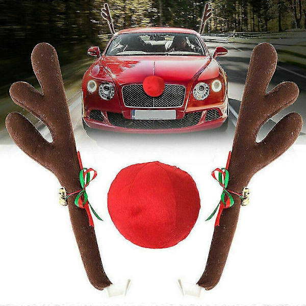 Julbilsdekoration Älg & Nos-set Ren Xmasdekor Brown