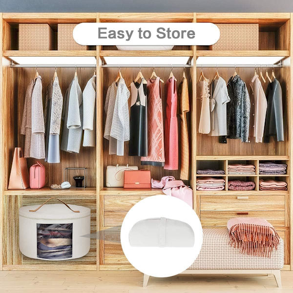 Oppbevaringsboks for hatter med lokk, 17 tommer diameter Pop Up Hat Boxes, sammenleggbar reisehatt (hvit) White