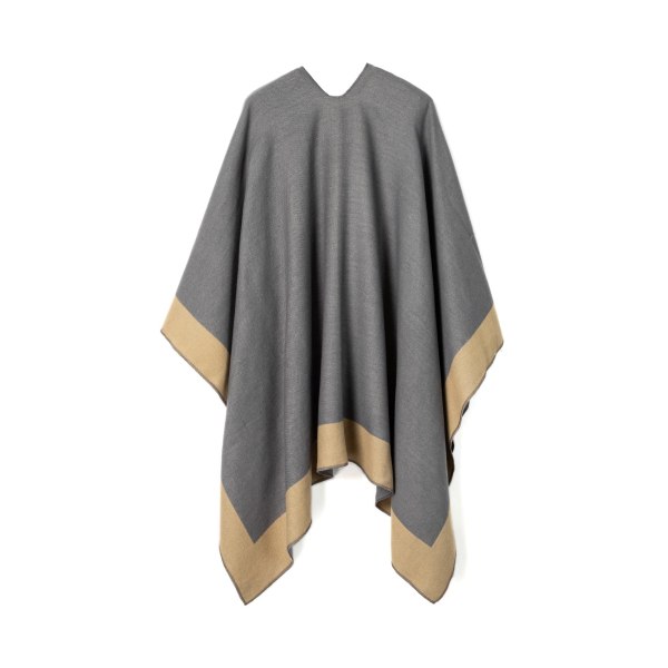 Dame Sjal Wrap Poncho Sjal Cape med Åpen Front for Kvinner, Cardigan Genser Teppe for Vår Høst Vinter, Grå Gray 2