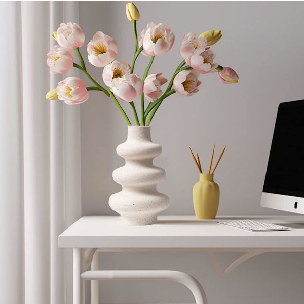 Modern Keramisk Vas, INS Nordisk Stil Vas för Torkade Blommor, TRE Lager Blomvas Boho Heminredning för Centerpiece Bröllop/Fest/Gåvor