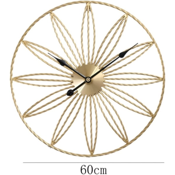 Suuri vintage seinäkello, 60 cm olohuoneen seinäkellot ilman tikitystä, suuret metalliset seinäkellot, kodin sisustuselementit black