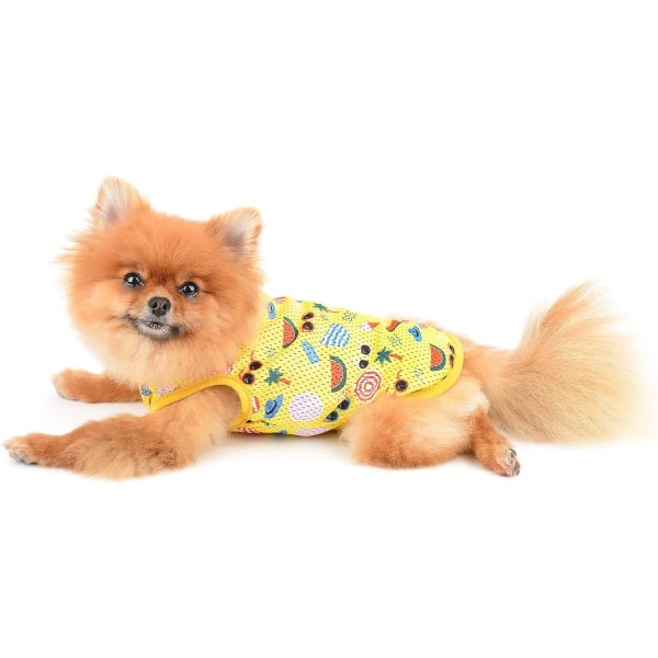 Hunde Hawaii T-Shirt Ananas Mesh Tank Top til Små Hunde Katte Ærmeløs Vest Hvalp Strandkostume Sommertøj,Gul,S S