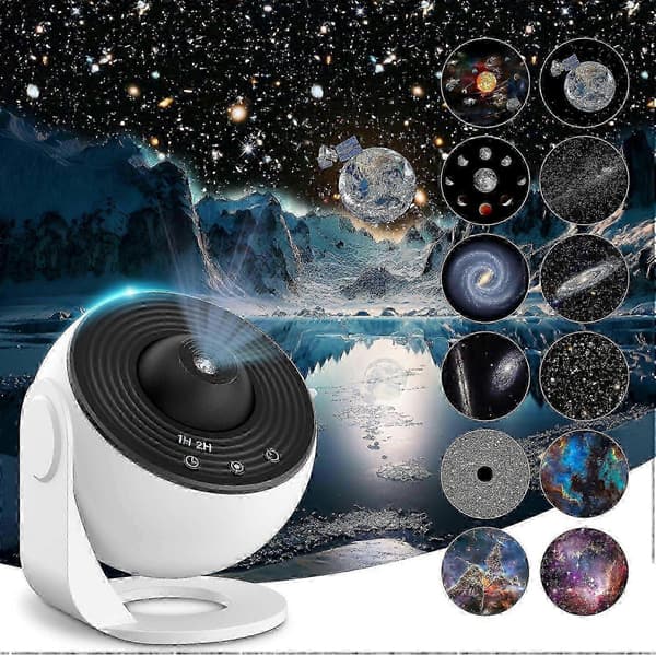 Planetarium Stjärnprojektor, Realistisk Galaxljusprojektor med 12 Planeter