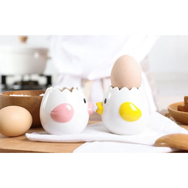 Nyhet äggavskiljare, keramisk kycklingäggula vitseparator, bärbar äggfilterdelare, köksredskap för bakning av kakor (rosa) Pink