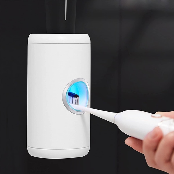 Automatisk elektrisk tandkrämsdispenser med sensor Väggmonterad för tvättrum (vit)