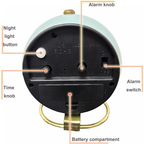 Liten bordsur, klassisk tyst bordsur med väckarklocka med bakgrundsbelysning, batteridriven skrivbordsastronautklocka med HD-glas (svart)