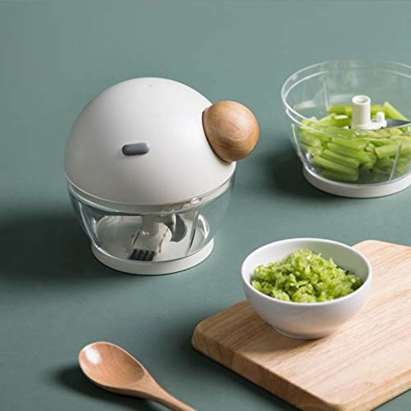Manuel madhakker, nem at trække madhakker, håndholdt grøntsagshakker, mini hvidløgshakker, håndtræk mincer blender (blå)