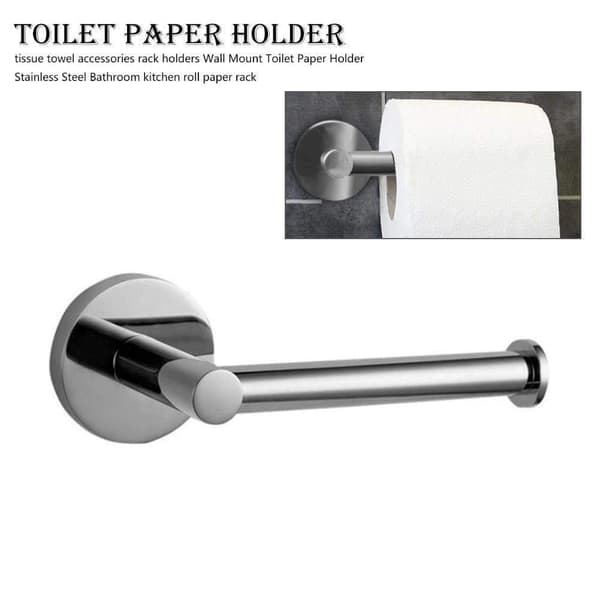 Rulleholder i rustfrit stål til toiletpapir, krom, rund, moderne