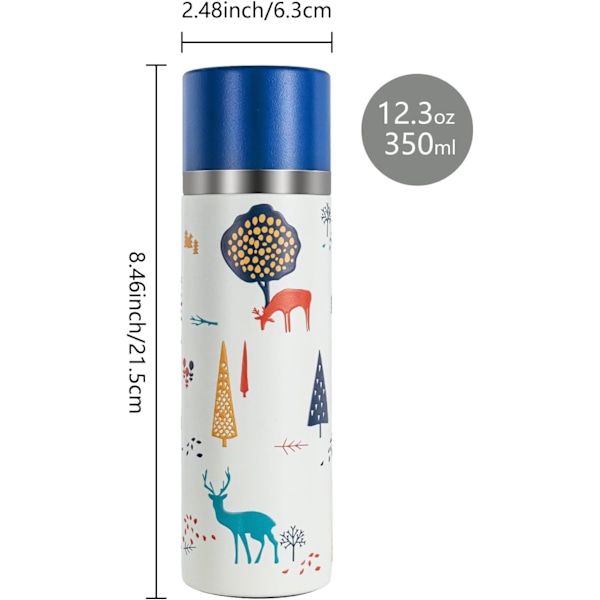Flask Vattenflaska Rostfritt Stål Flaskor Metall 350 ML Resmugg för Varma Drycker Mugg Kaffe Mugg H8989 (350ml, Blå) Blue