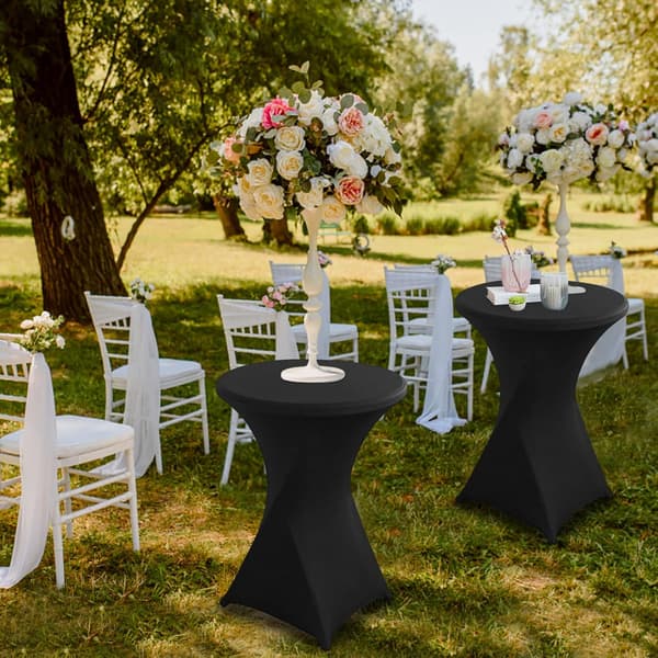 Stretchbordsduk, 2-delad tvättbar polyester bordsduk rund matbordsskydd cocktailbordsskydd 80x110cm(svart) Black