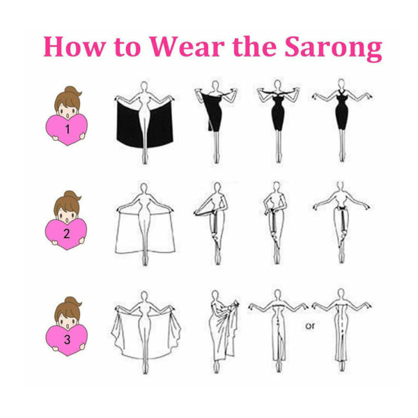 Kvinnors strand lång sarong baddräkt med tofs black+white