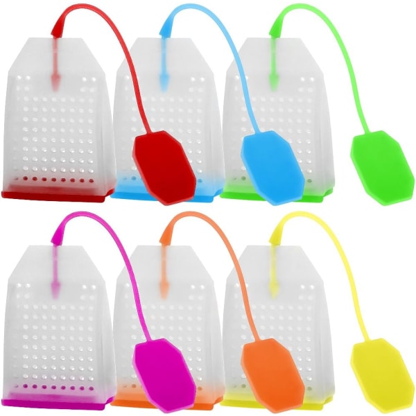 6-pack silikon te-infuser, gjenbrukbar sikker teposer med løsblader Sil-filter med seks farger