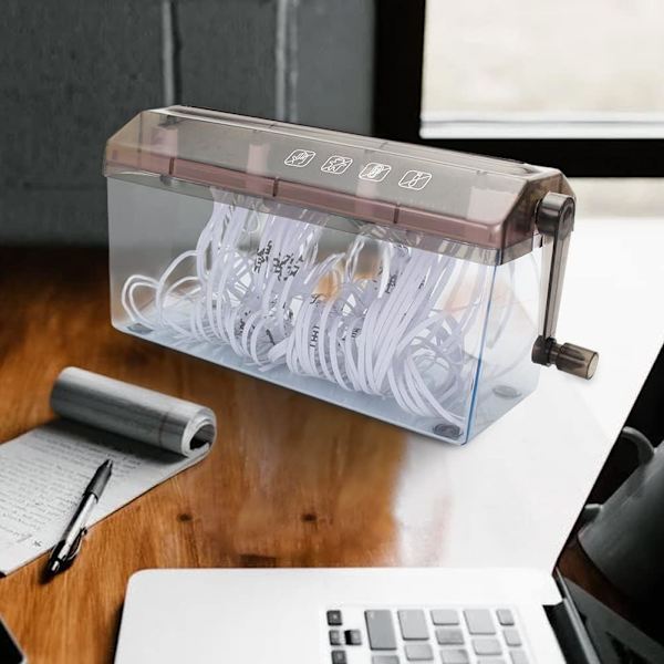 Mini håndshredder, bærbar papirskærer, manuel shredder, kontor- og skrivebordsartikler til hjemmet, håndpapirshredder til papir, noter, regninger, fotos