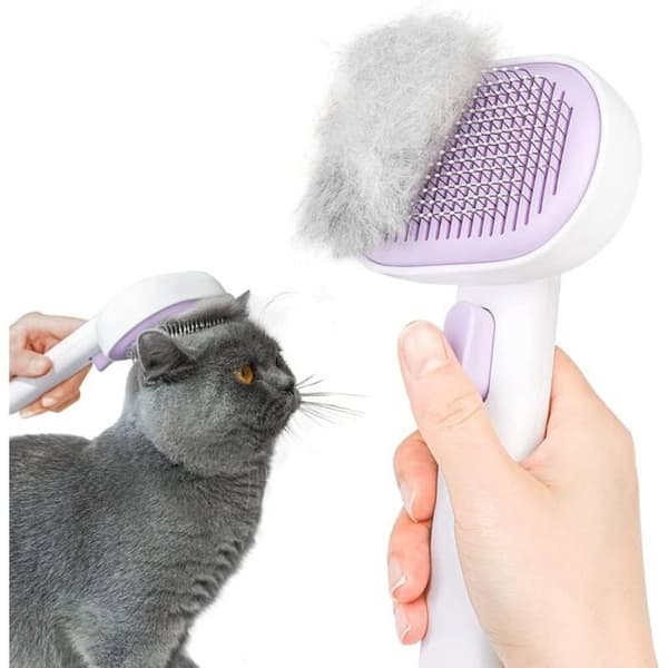Selvrensende børste til katte og hunde fjerner op til 95% af døde hår Violet ODIPIE