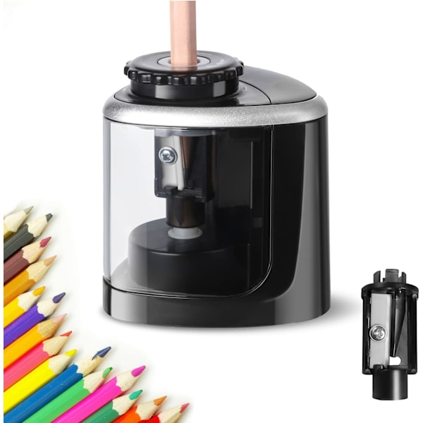 Electric Pencil Sharpener, Pencil Sharpener with Container, Safe Non-Slip Portable Electric Sharpener for Home, Office, School