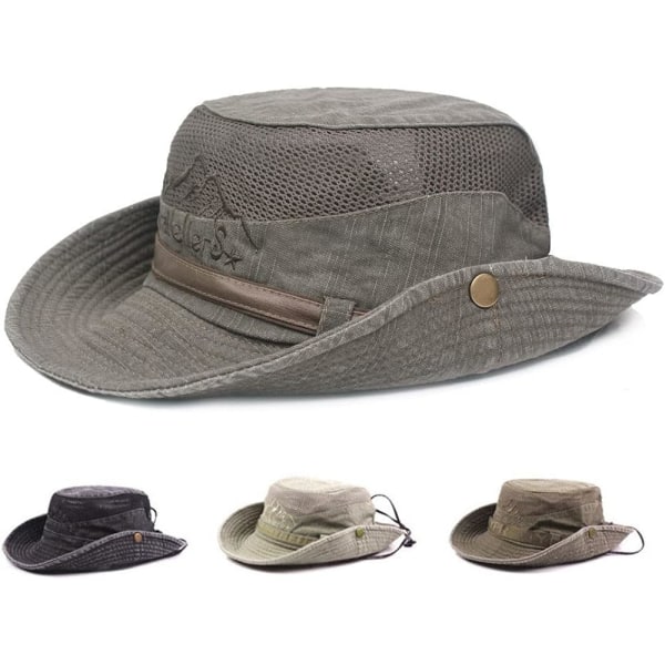 Fiskehatt, solhatt, unisex safarihatt, bomull hopfällbar justerbar vandringshatt, trädgårdhatt, utomhusresor