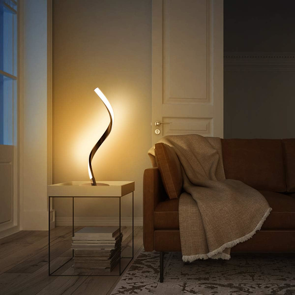 Spiral Sengebordslampe til Soveværelse Natbord Moderne Lampe til Stue Gæsteværelse Dekoration Belysning Varm Hvid
