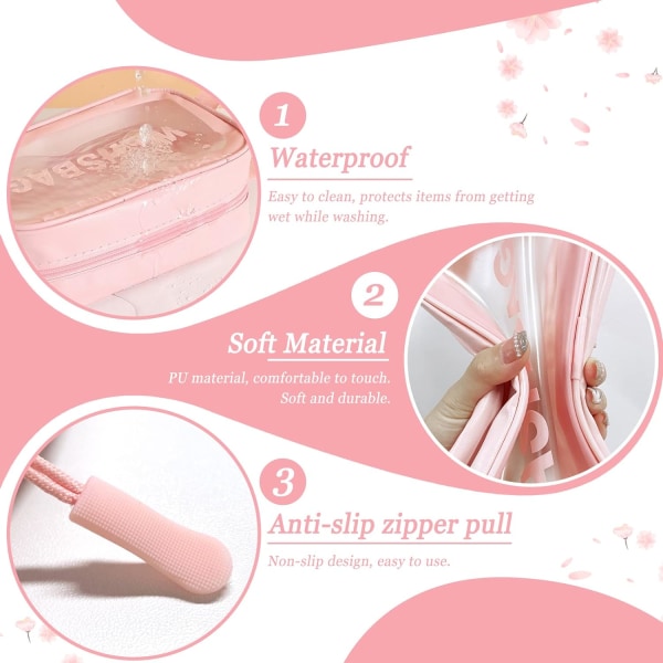 Makeup-väska, 3 storlekar (rosa) Pink
