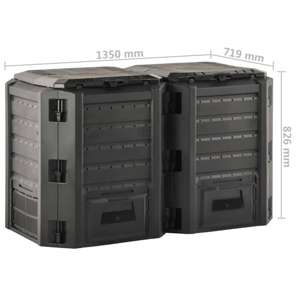vidaXL Kompostbinge Svart 800 L