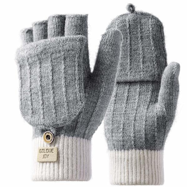 Vinterhansker, berøringsskjermhansker, strikkede fingerhansker, sport, varme og vindtette vinterhansker for ski, sykling og teksting grey