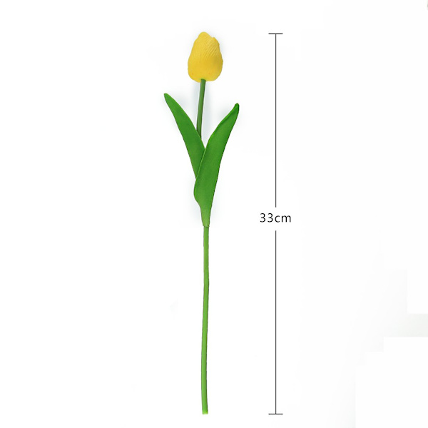 10 ST PU Real Touch Latex Konstgjorda Tulpaner Falska Tulpaner Blommor Buketter Blomsterarrangemang för Hemrum Bröllopsbukett Fest Dekor Gul yellow