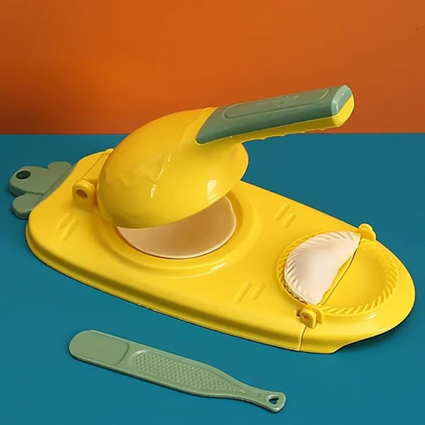 Manuell 2 i 1 Dumpling Maker, Dumpling Skin Maker, Dumpling Press Mold, Kjøkken Dumpling Making Tool Gul 2stk