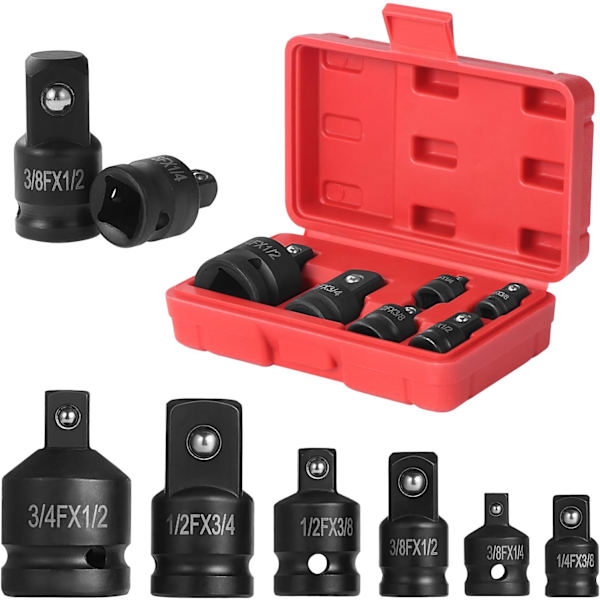 6 stk. Impact Socket Reducer Adapter, Impact Socket Adapter Sæt, Adapter Impact Converter