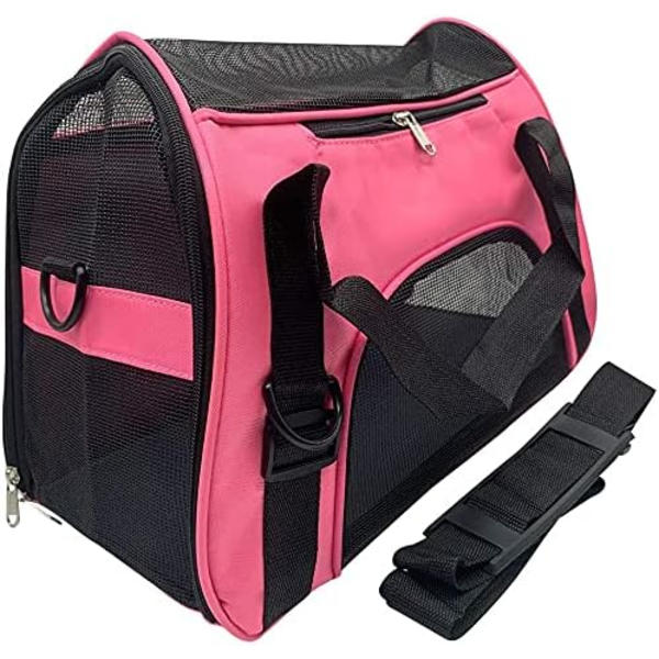 Lemmikkieläinten kantolaukku, lentoyhtiön hyväksymät duffel-laukut, lemmikkieläinten matkustamiseen tarkoitettu kannettava laukku pienille koirille, kissoille ja pennuille (M, 44 cm * 23 cm * 32 cm, vaaleanpunainen) Pink