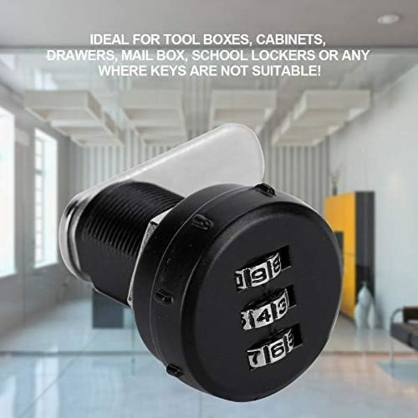 3-sifret kodelås, dørtilbehør og låsesett Sinklegering sikkerhetskodelåskombinasjonshåndtak og låser med sølvpassord (L=30mm 19~23mm)