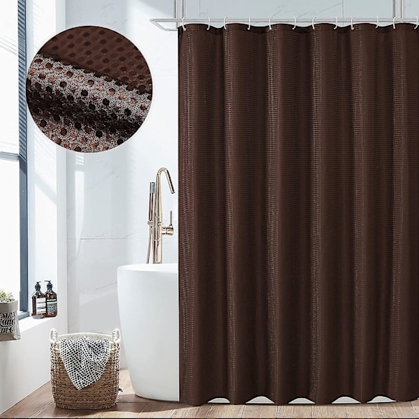 Brunt Bruseforhæng, vaffelvævet tekstureret stof bruseforhæng til badeværelse - blødt stof og hotel spa luksus, vandtæt 150*180cm brown 150*180cm