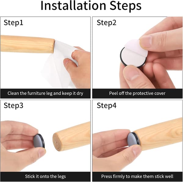Teflon møbelputer, selvklebende Teflon-puter Teflon Glide Pad, beskytt laminatgulv og teppebeskyttelse (16 stk)