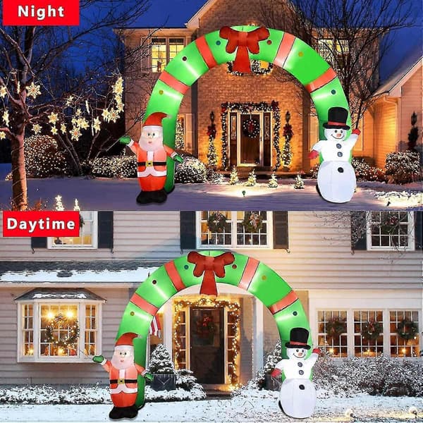 3 m Lysende Oppustelig Bue Stor Julemand og Snemand Bue Julepynt Indbyggede LED-lys