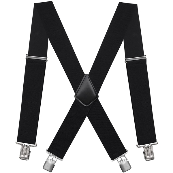 Elastiske 5 cm brede bukseseler, 4 sterke klips X-form, menn og kvinner