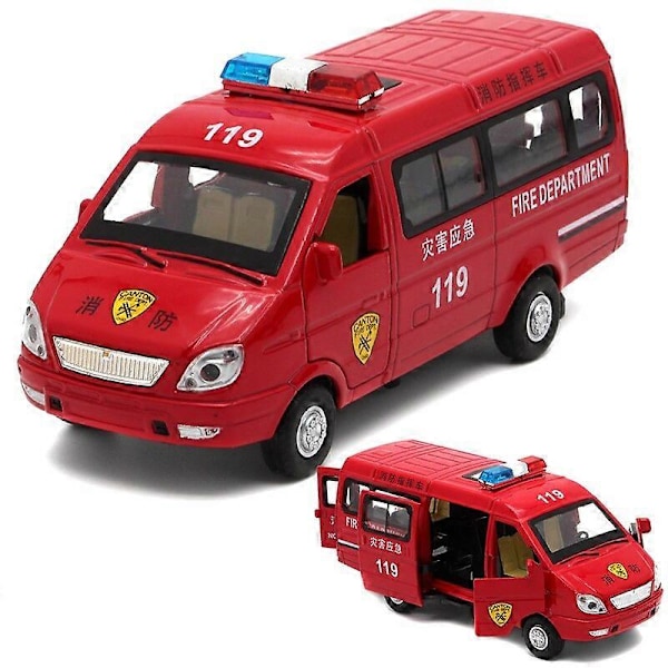 Uusi seosvetävä 1:32 ambulanssipakettiauto, pelastusajoneuvolelut, lasten pakettiautolelut, simulaatioääni ja valo Leikkiautot red