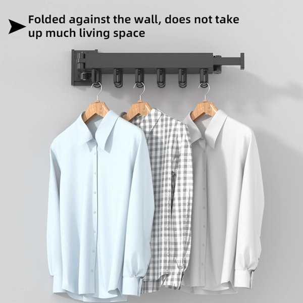 Retractable clothes rack, wall-mounted clothes rack, space-saving foldable clothes rack with towel holder for balcony, laundry, bedroom