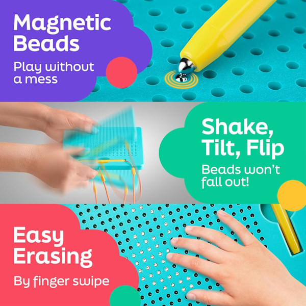 Magneettinen piirtotaulu lapsille ja taaperoille, jossa helmet ja magneettikynä, vihreä
