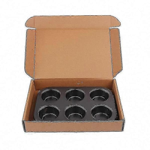 Djup och Robust 6-Koppars Non-Stick Bakplåt för Muffins, Cupcakes, Yorkshirepuddingar & Brownies - Kolstål
