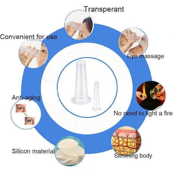 4 stk. ansigtskoppeterapi sæt, anti-cellulite, silikone vakuum cu