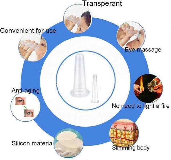 4 stk. Ansiktskoppeterapi Sett Anti Cellulitt, Silikon Vakuum Cu