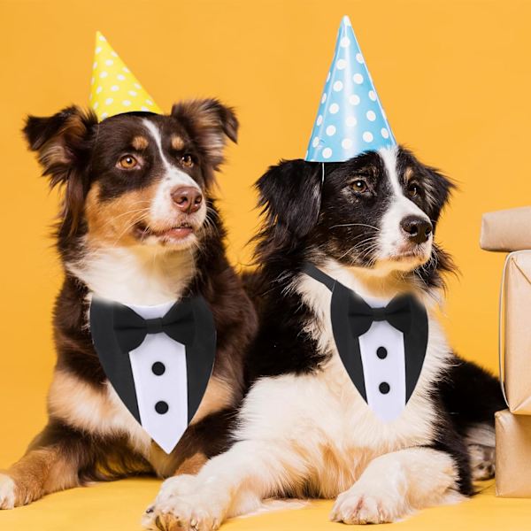 Hundfluga,  Justerbar fluga Hund Smoking Kostym Formell Hundkläder Husdjursfest Tux för Medelstora Hundar Husdjur(L: Hals 36-60 cm) L
