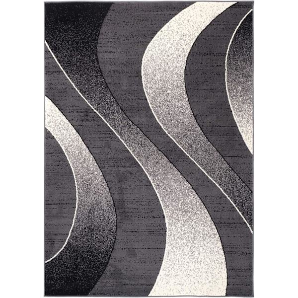 Mattan Vardagsrum Sovrum Modern Kort Lugg  Vågor Hållbar Matta Storlek - 80 x 120 cm (svart) Black white