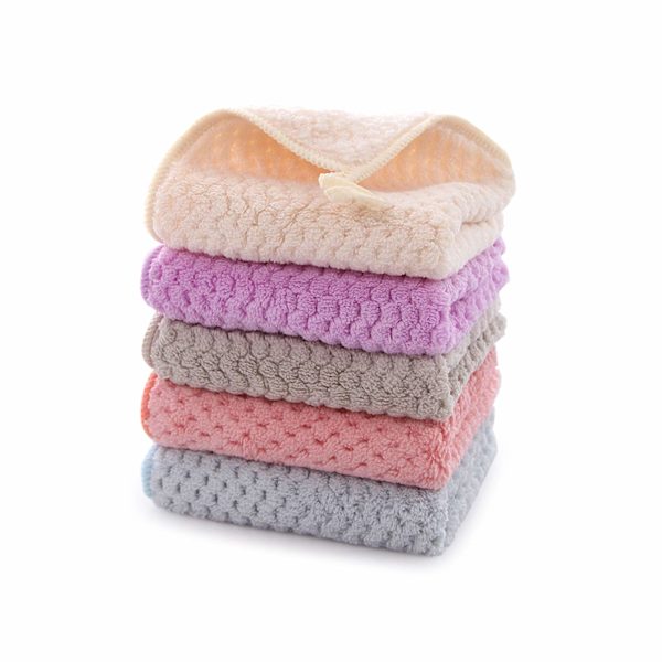 Håndklæder - Sæt med 5 køkkenhåndklæder - Koral fleece hængende håndklæde - Superabsorberende hurtigtørrende tape loop