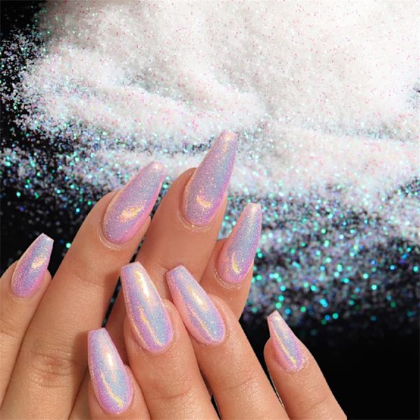 12 rutnät nagelglitterpulver, 3D gnistrande nagelkonst färgglad glänsande glitter sjöjungfru spegeleffekt pärlpuder regnbåge neon nagelpulver regnbågsglitter