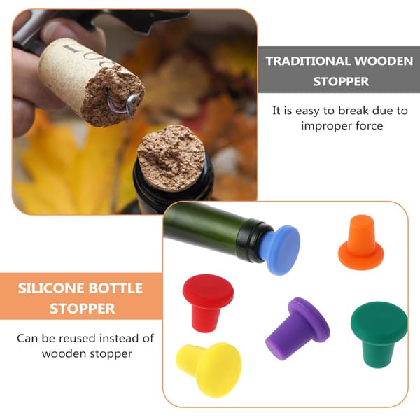 6 st silikonproppar för vinflaskor, återanvändbara champagneflaskeproppar, glasflaskeproppar, ölflaskeproppar, dryckesproppar